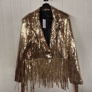 Gold Sequin Fringe Jacket by Nasty Gal. Brand new, never worn. Tags on
